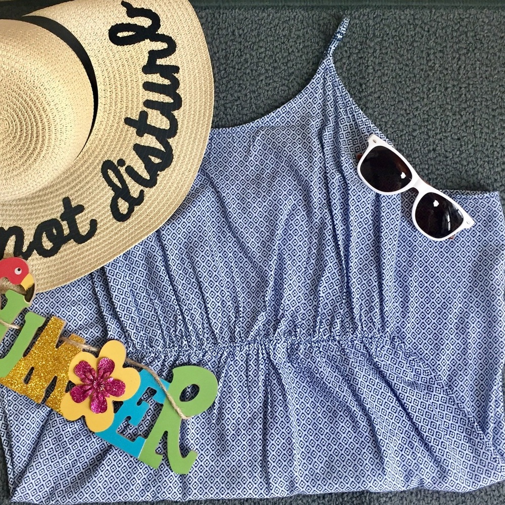 🐝 Old Navy Summer Dress Blue White Sundress Small